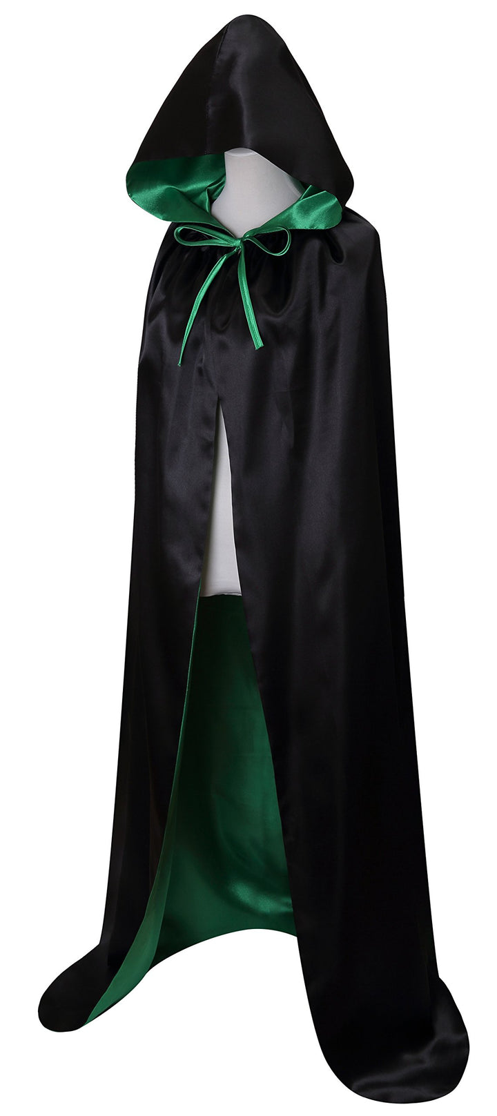 Unisex Christmas Halloween Witch Party Reversible Hooded Adult Vampires Cape Cloak (black/green)