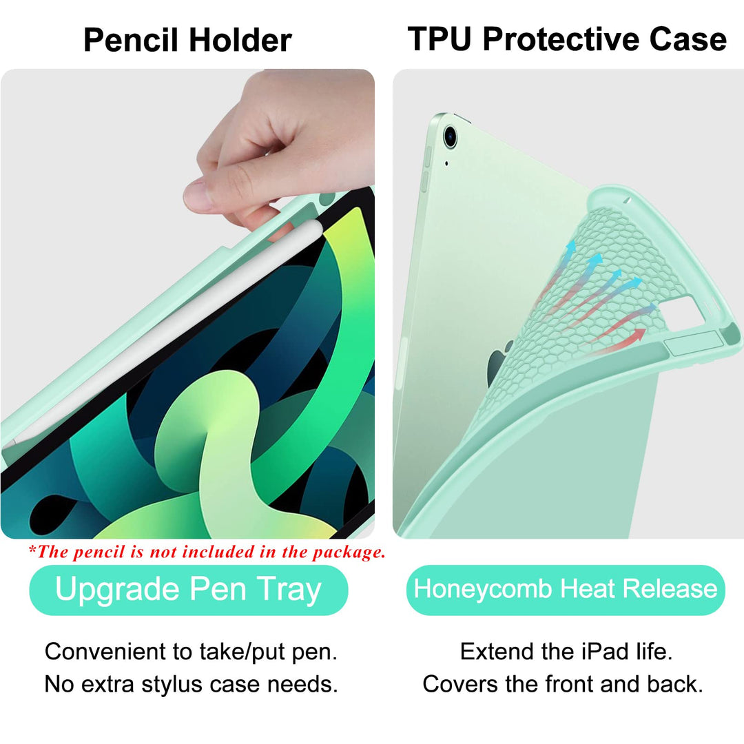Keyboard case for ipad Air 11 inch(M2 2024)/10.9 Inch Air 5th 4th Generation &amp; iPad Pro 11 inch (1st/2nd/3rd/4th Gen)-Backlit Detachable Keyboard, Folio Cover with Upper Easily Pencil Holder-(Green)