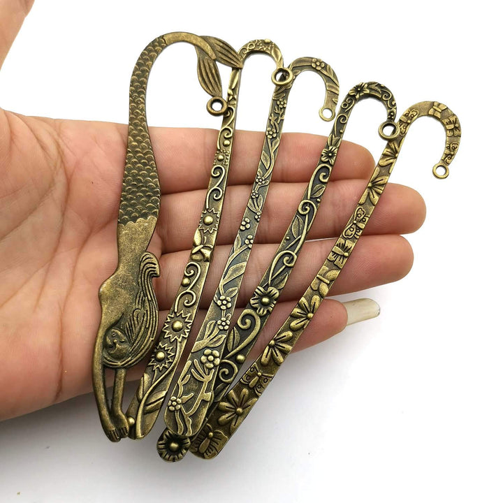 10pcs Craft Supplies Mixed Antique Bronze Bookmark Charms Pendants for Crafting, Jewelry Findings Making Accessory for DIY Necklace Bracelet (M177)