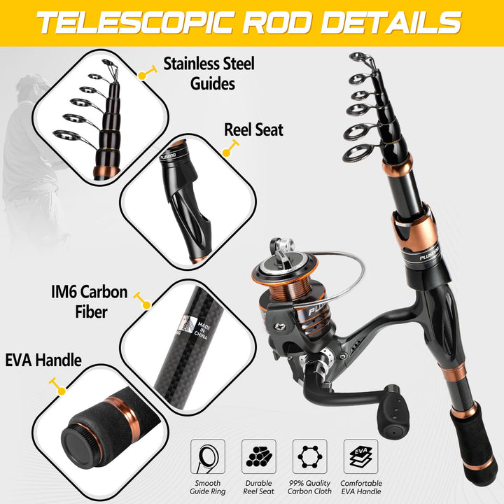 PLUSINNO Fishing Rod and Reel Combos, Bronze Warrior To