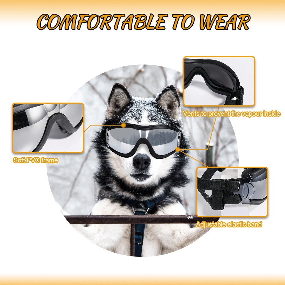 Dog Sunglasses/Goggles, UV/Wind/Dust/Fog Protection Pet Glasses Eye Wear with Adjustable Strap for Medium or Large Dog (Pack of 1)