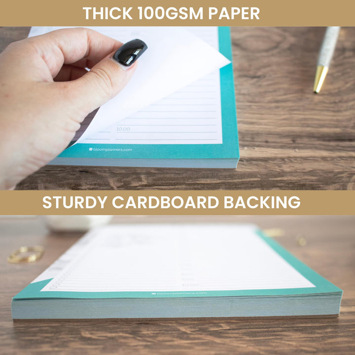Undated Daily Timed to-Do List Pad - Tear Off Planning Sheets - 6 x 9 - Color Blocking Marble