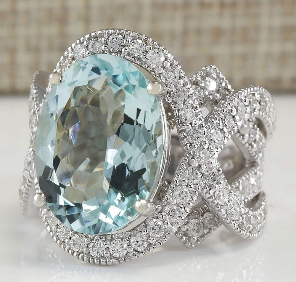 Duan Gorgeous 925 Silver 6.72CT Aquamarine Ring Wedding Engagement Jewelry Size 6-10 (US Code 8)