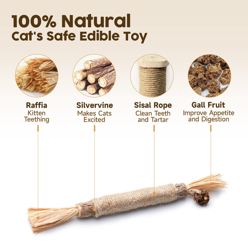 3 Pack Natural Silvervine Sticks Cat Toys, Catmint Silvervine Blend Sticks, Catnip Kittens Chew Toys Teeth Cleaning, Matatabi Dental Care Cat Treat Edible Kitty Lick Toys, Package May Vary