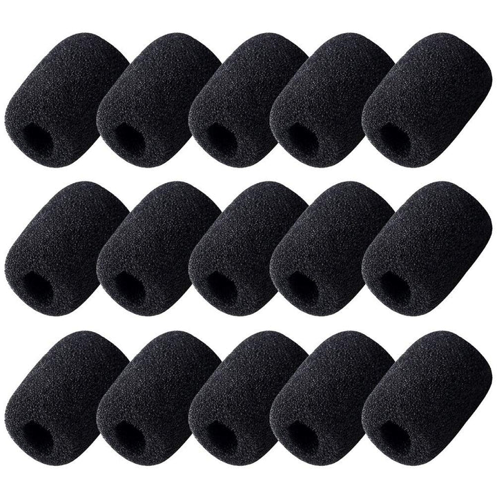 15 Pack Foam Microphone Windscreen, Lapel Headset Microphone Sponge Mini Foam Cover Shield Protection for Variety of Headset Microphone(Black)
