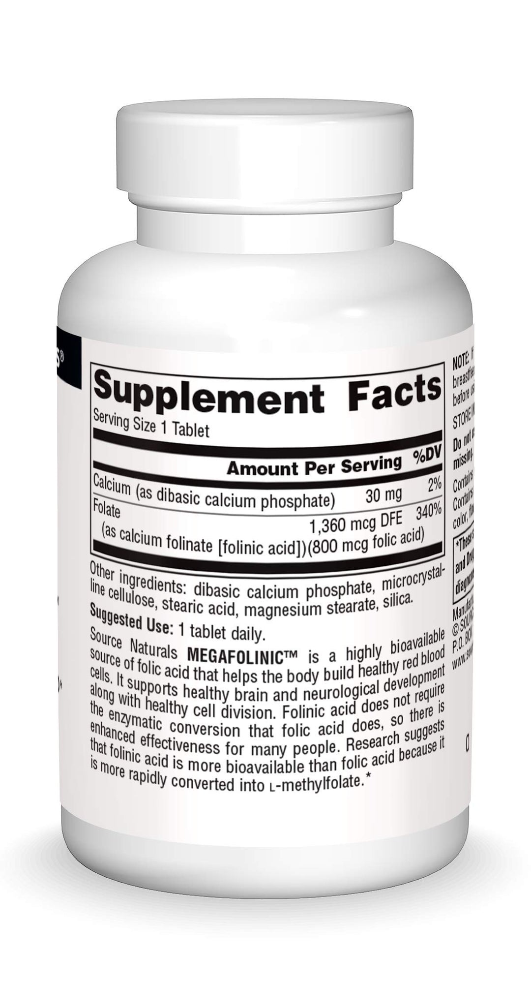 Source Naturals MegaFolinic 800mcg - 60 Tablets