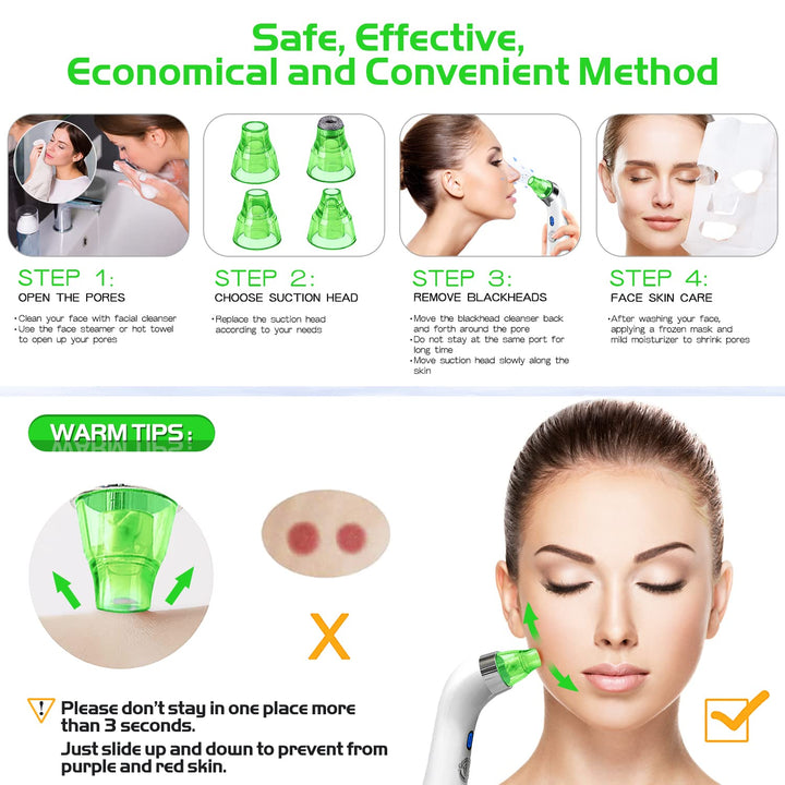 - Facial Pore Cleaner - Electric Acne Comedone Whitehead Extractor w/5 Suction Power 4 Probes, USB Rechargeable Blackhead Vacuum Removal Kit