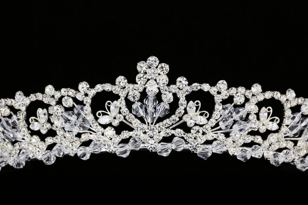 Flower Butterfly Rhinestone Crystal Beads Bridal Tiara Crown T933