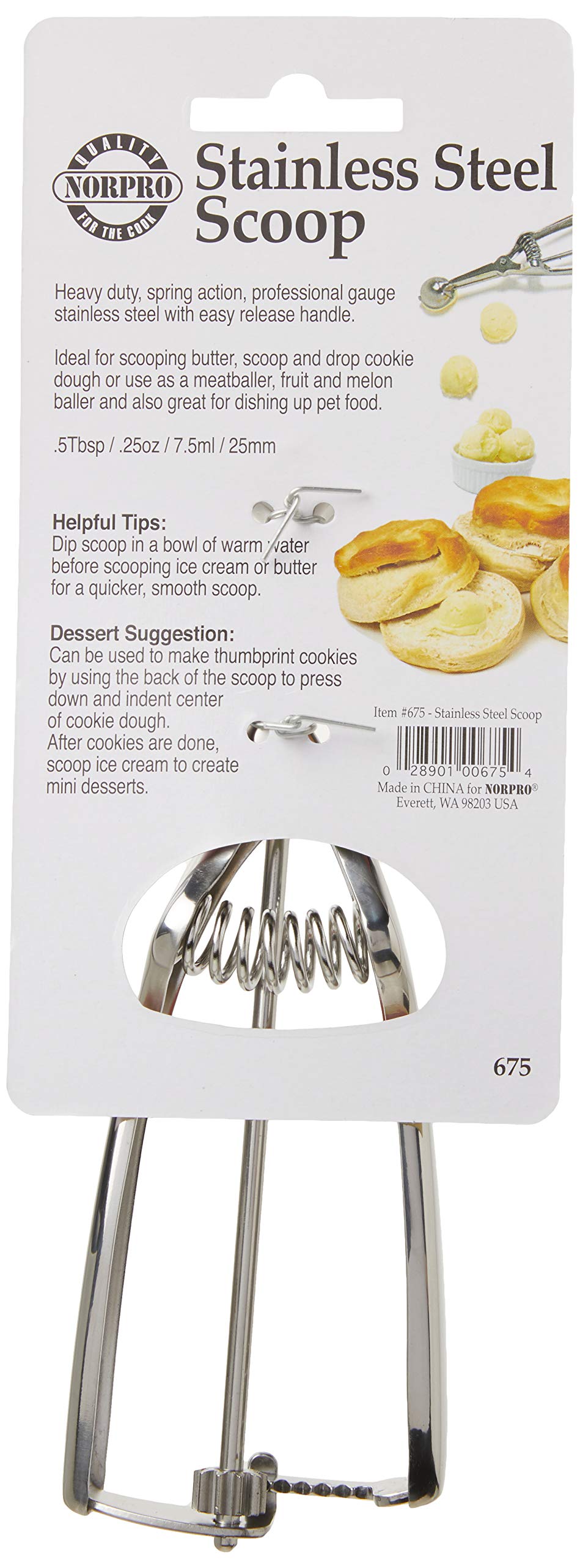 Norpro Stainless Steel Scoop, 25MM (.5 Tablespoon)