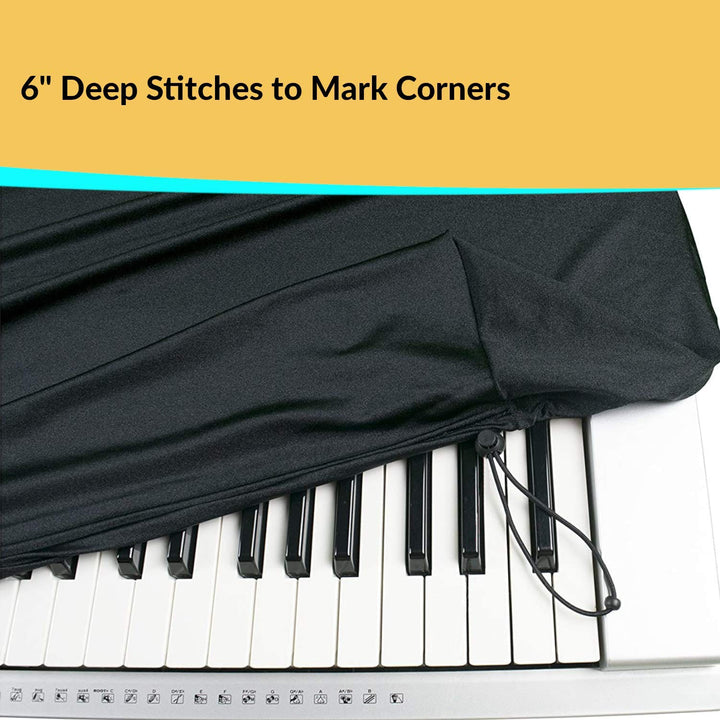 Stretchable Keyboard Dust Cover for 61 &amp; 76 Key-keyboard: Best for all Digital Pianos &amp; Consoles – Adjustable Elastic Cord; Machine Washable – 41”×16”×6”.