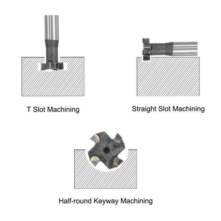 T-Slot Milling Cutters, 5mm Depth 16mm Cutting Dia 10mm Shank Tungsten Carbide Tip 4 Flutes T Slot End Mill for Stainless Steel Copper Aluminum