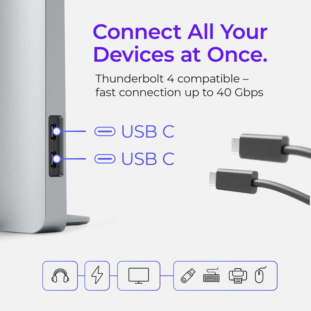 Dock for 13 15 16 MacBook Pro - Docking Station - Connect w/Two Thunderbolt 4 USB-C Ports - Mac Docking Station Hub for MacBook Pro 13, 15, 16 (2016-2020, 13 M1 &amp; M2 2022) with Touch Bar
