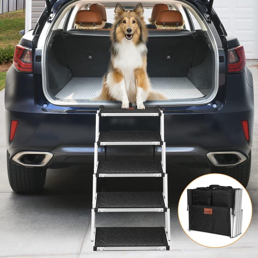 Portable Folding Car Ramp With Increased Nonslip Surface, Support up to 200lbs, Lightweight Pet Stairs Help Your Senior Large Dog Easy Get In & Out of SUV,Truck