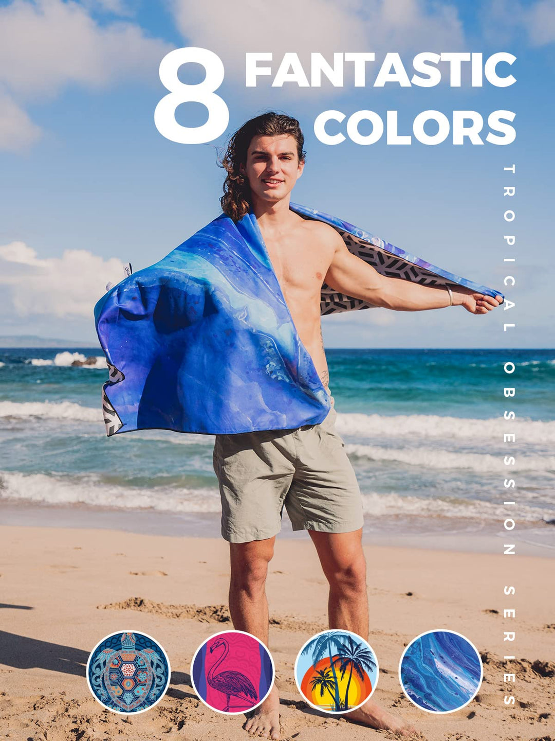 Microfiber Beach Towel Fast Drying, Extra Large 71 x 32 Sand Free Beach Towel Super Lightweight Towels for Swimming Pool, Camping, Picnic, Yoga Gym Sports