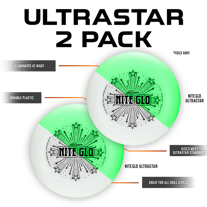 Glow Ultrastar (Nite Glo) Ultimate Frisbee Sport Flying Disc