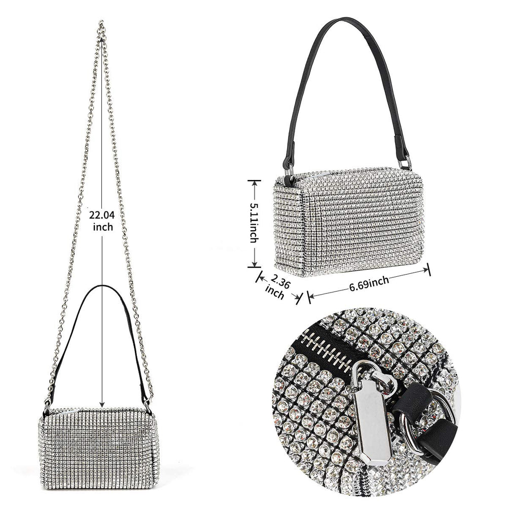 Bling Bling Crystals Evening Clutch Bag for Women Girls Sparkling Crossbody Bag Wedding Prom Party Club Purses Handbags White Diamonds