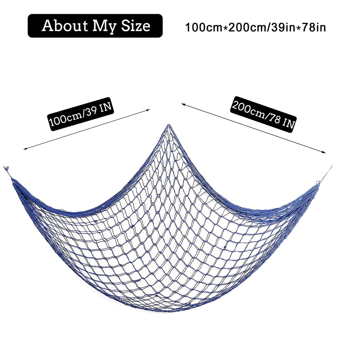 Decorative Fish Net, Nautical Fishing Net Decor for Party, Mediterranean Style Photographing Accessory, Natural Fishnet Decor for Wall/Table/Home, 200x100cm