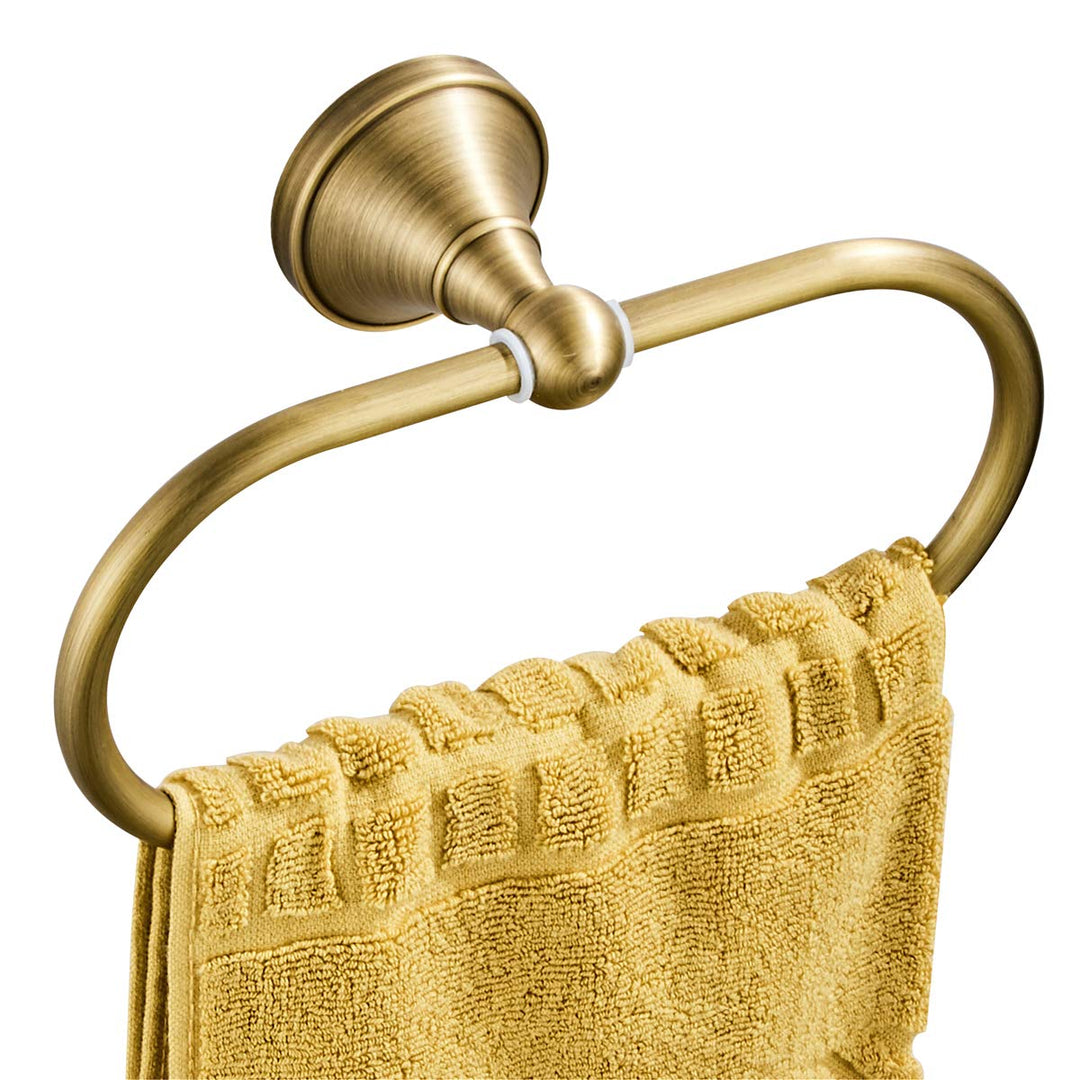 Oval Towel Ring Antique Brass Hanger Hand Towel Holder for Bathroom Kitchen Accessories Wall Mounted, Brushed Bronze