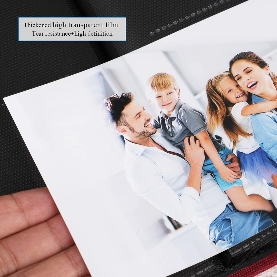 Photo Album 4x6 Photos Hold 408 Slip-in Acid-Free Black Pockets Picture Book, Linen Cover Small Photo Albums for Wedding Anniversary Family Baby Vacation Christmas Gifts (Red)