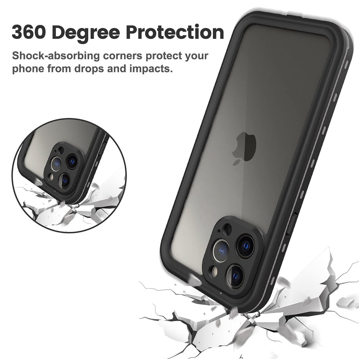 iPhone 13 Pro Max Waterproof Case, Built-in Screen Protector, Dust-Proof, Shockproof, Full Body Protection, 6.7 2021- Black