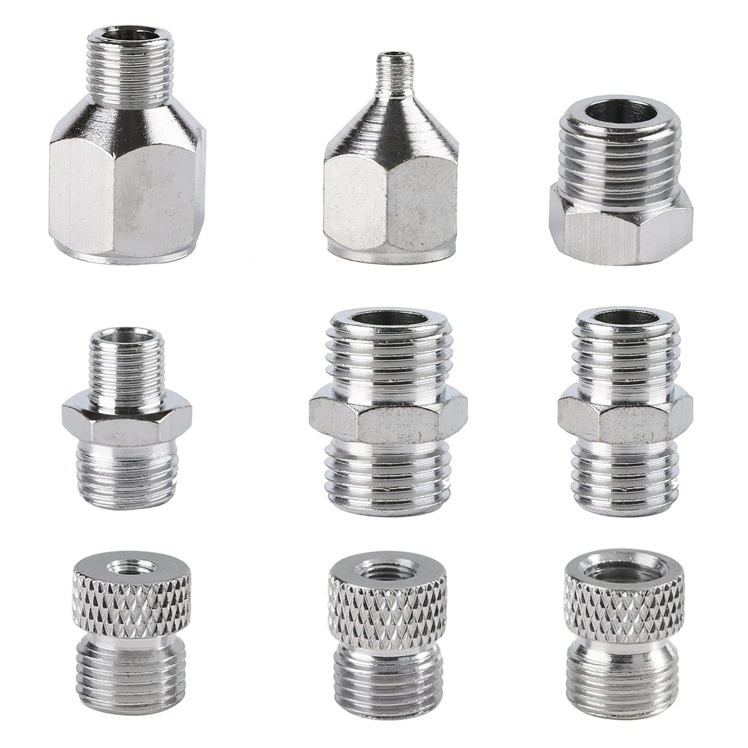 9pcs Airbrush Adapter Set Air Brush Fitting Connector Kit Airbrush Accessories for Mini Air Compressor and Air Hose Supplies
