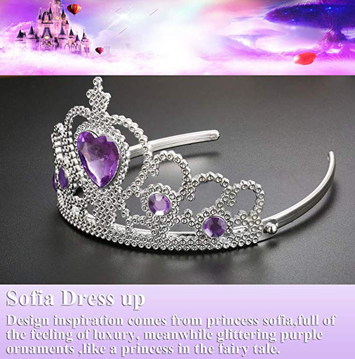 Princess Rapunzel Wig Rapunzel Braid with Princess Tiara Necklace Gloves Princess Rapunzel Dress Up Costume Cosplay Accessories for Kids Girls