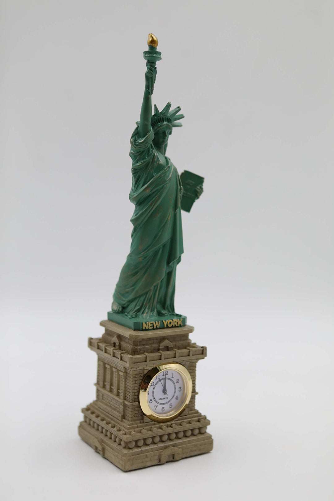 ZIZO Statue of Liberty Replica New York City Landmark Souvenir Lady Liberty Statue Figurine Clock 8 inches (Green)