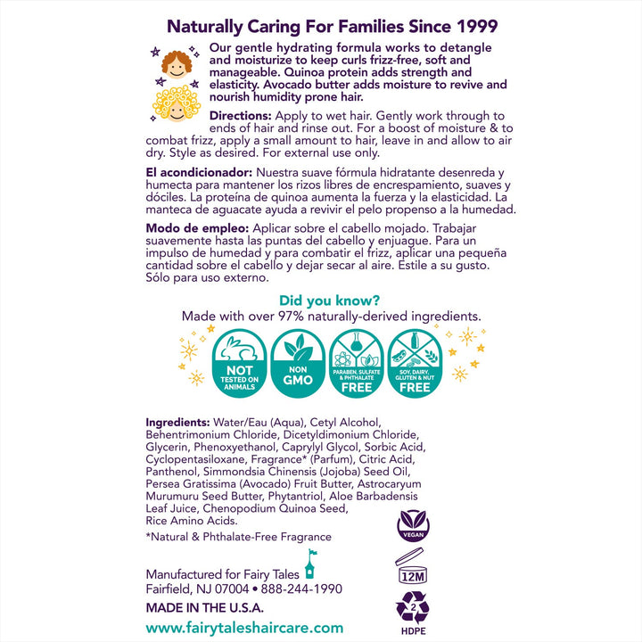 Kids Moisturizing Conditioner for Curly and Multi-Cultural Hair - Paraben, Sulfate, Gluten and Nut Free - 8 oz