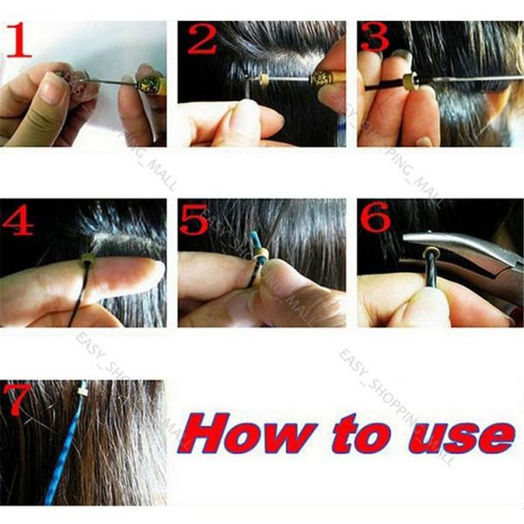 1000PCS 5mm Silicone Micro Rings Links Beads for Hair Extensions with Bottle, Light Brown