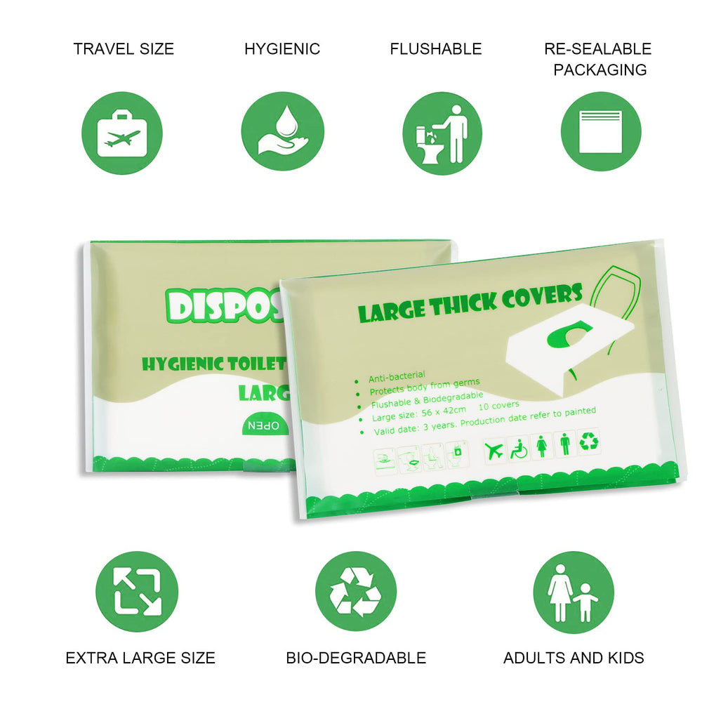 50 Pack Toilet Seat Covers Paper Flushable,Travel Disposable Flushable Paper Toilet Seat Covers for Adults and Kids Potty Training in Public Restrooms,Airplane,Camping(L,56x42cm,22x16.5 inch)