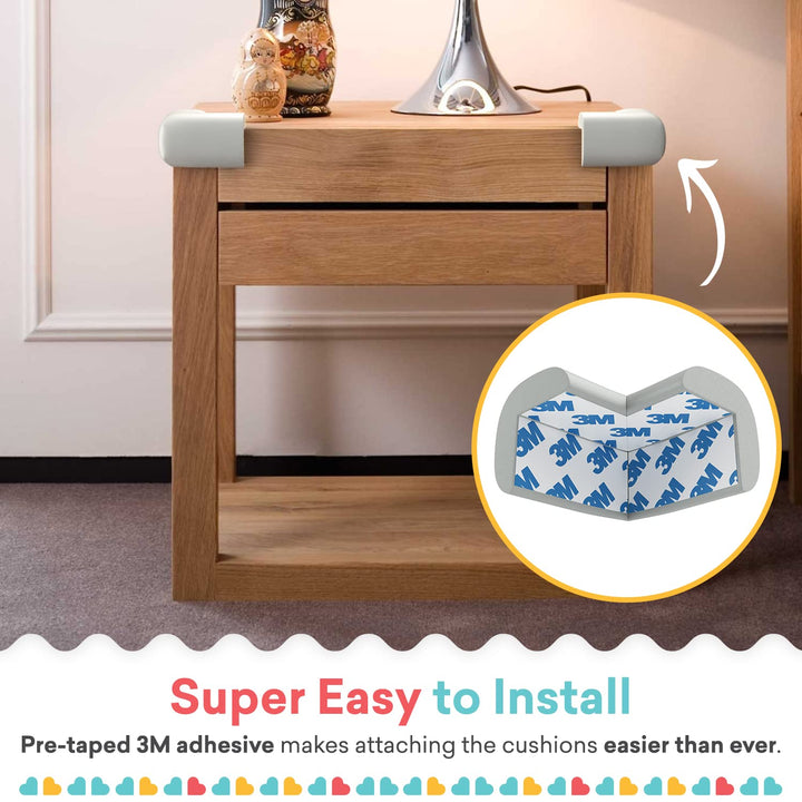 Furniture Corner &amp; Edge Safety Bumpers - Pre-Taped Extra Large Corner Covers Baby Safety, Gray, 8 Pack