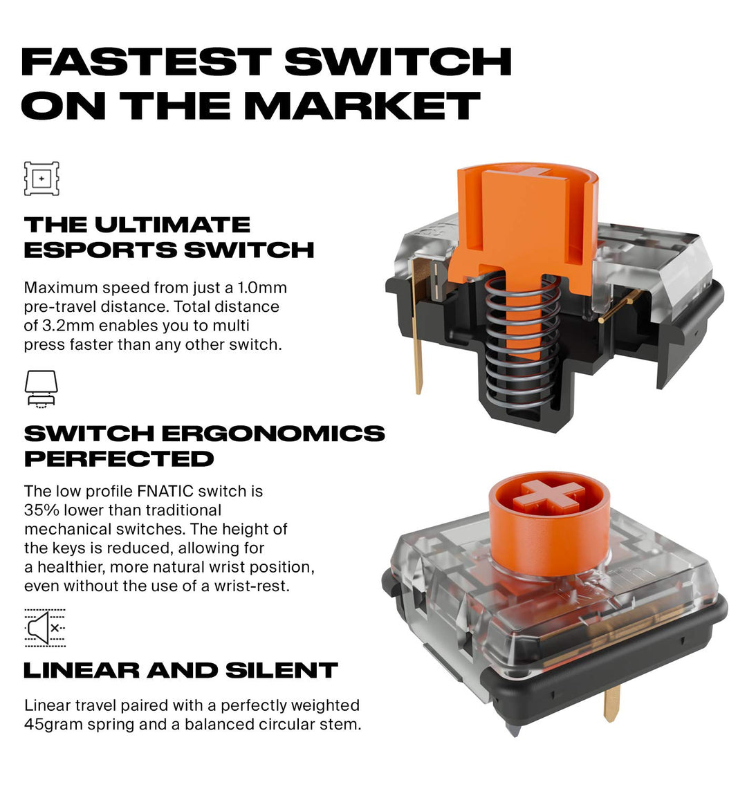 FNATIC STREAK65 - Compact RGB 60 Gaming Mechanical Keyboard - Speed Switches - 65% Layout (60 65 Percent)- Low Profile - Esports Keyboard (US Layout, QWERTY)