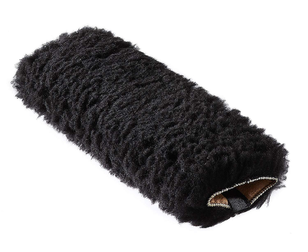 PrimeMed Comfort Wheelchair Armrest Pads - Black Faux Wool Pad (1 Arm Cushion)