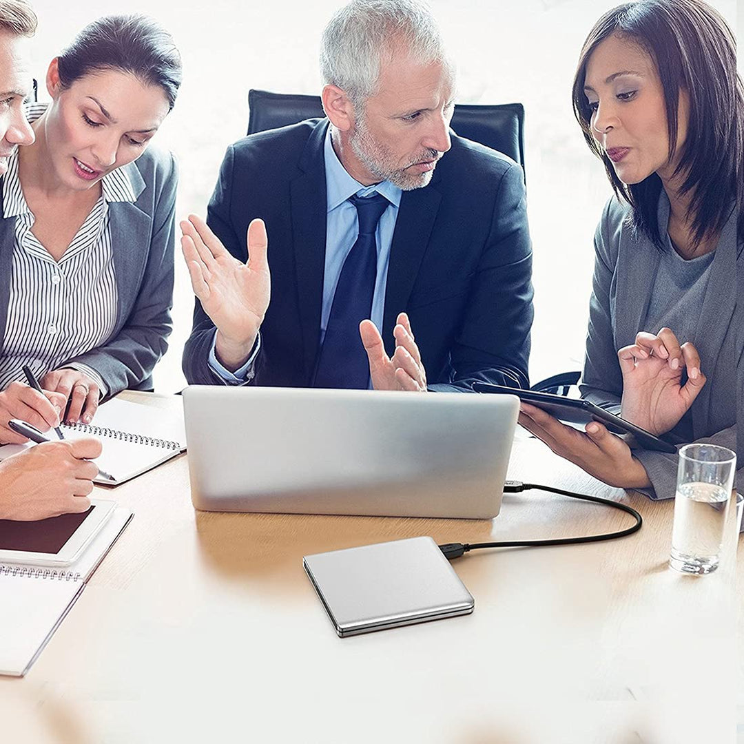 External CD DVD Drive USB 3.0/Type-C Ultra-Slim Aluminum CD/DVD-ROM Player Burner +/-RW Optical Disc Drive Reader Rewriter for Laptop PC Windows 11/10/8/7 Mac MacBook Pro Linux OS, Silver