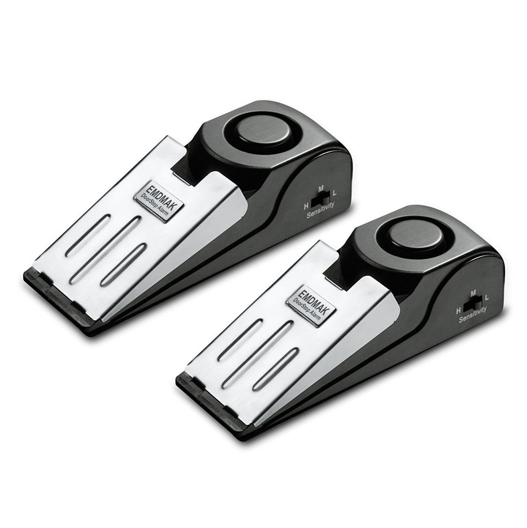 Door Stop Alarm with 120DB Siren Door Stop for Home &amp; Travel (Black) (Pack of 2)