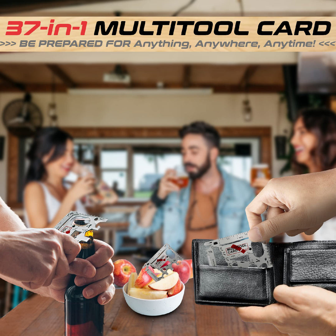 37-in-1 Wallet Tool Card Silver Set Men&#39;s Gifts for Dad. Wallet Multi Tool Card Men Gifts for Birthday. EDC Multi Tool Credit Card Size Dad Tool Gift. Stocking Stuffers Cool Tool Gifts for Men