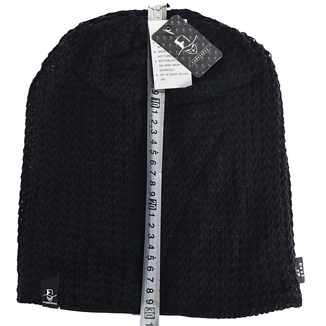 FORBUSITE Mens Slouchy Long Oversized Beanie Hat Black 