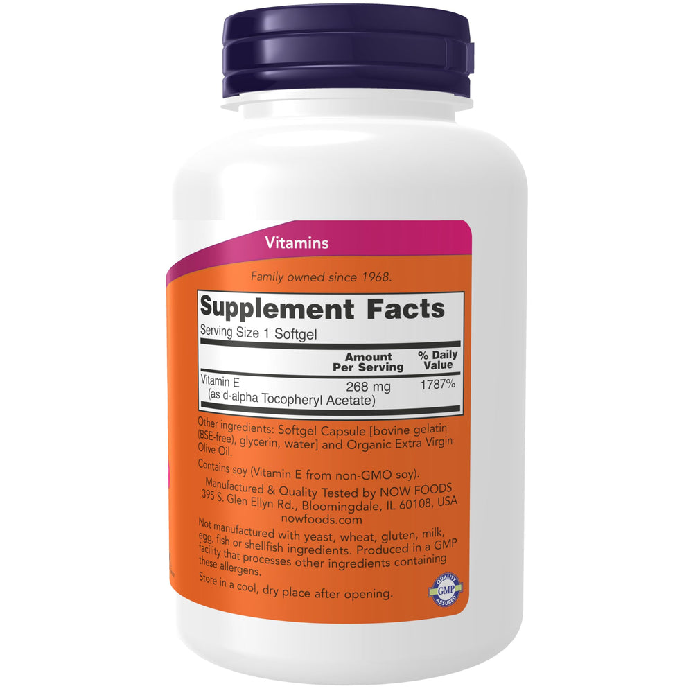 Supplements, Vitamin E-400 IU, D-Alpha Tocopheryl, Antioxidant Protection*, 250 Softgels