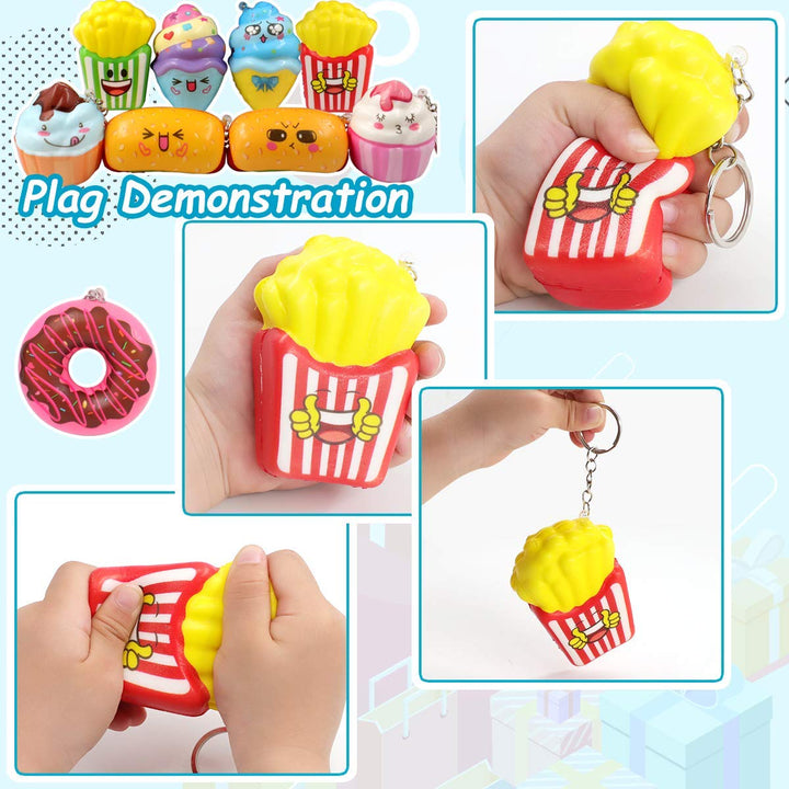 Squishies Donut Squishy Toys, 14 Pack Food Squishies Kawaii Cute Donuts &amp; Ice Cream &amp; Pizza Slow Rising Creamy Scent Stress Relif Squishies Pack Party Favors Decorative with Key Chain