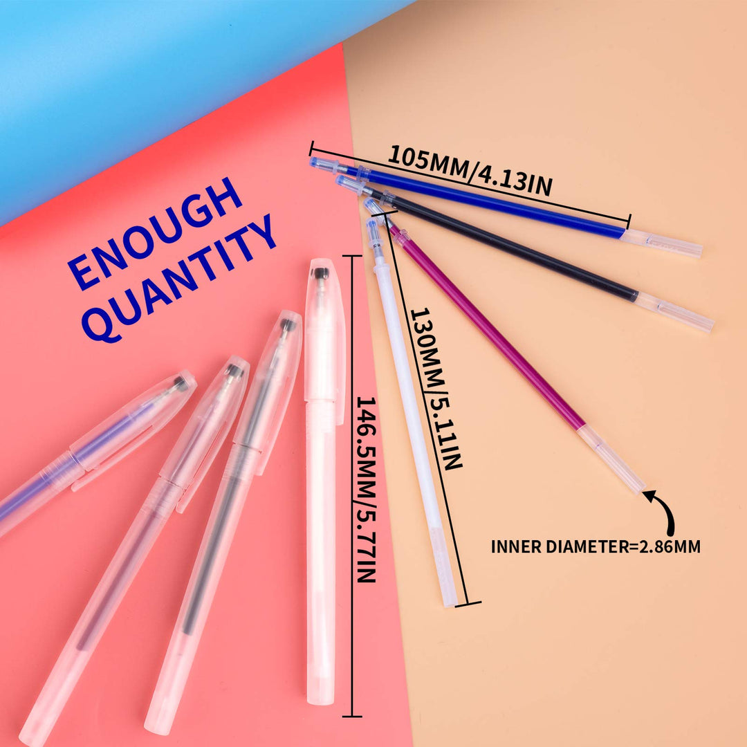 4Pcs Heat Erasable Pens Fabric Marking Pens with Caps with 20Pcs Replaceable Refills for Fabrics, Dressmaking, Quilting Sewing, Tailors Sewing