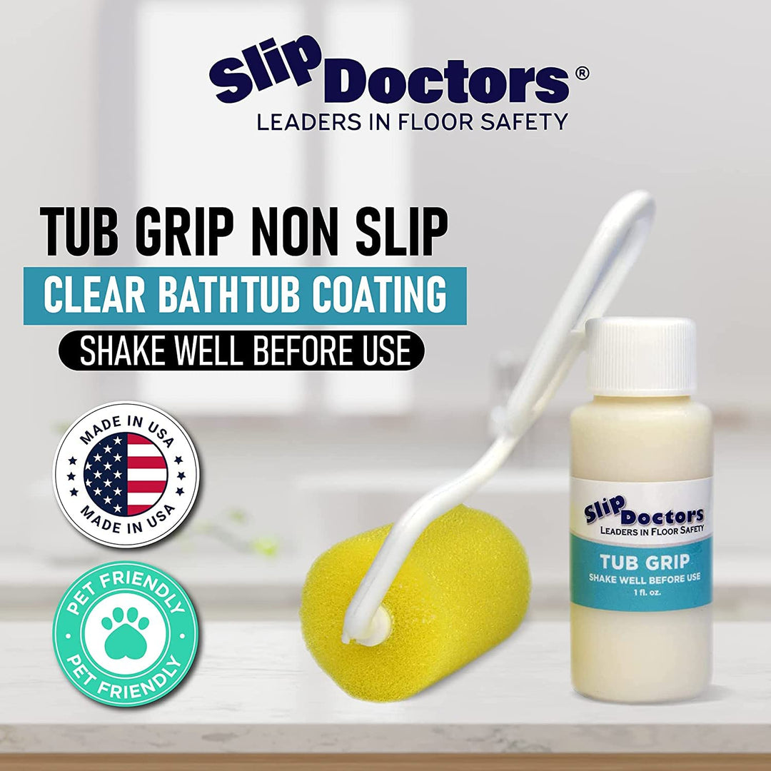 SlipDoctors Tub Grip Anti-Slip Bath &amp; Shower Floor Solution – Fixes Slippery Fiberglass &amp; Acrylic Bathtub or Showers – Clear Non-Slip Textured Coating
