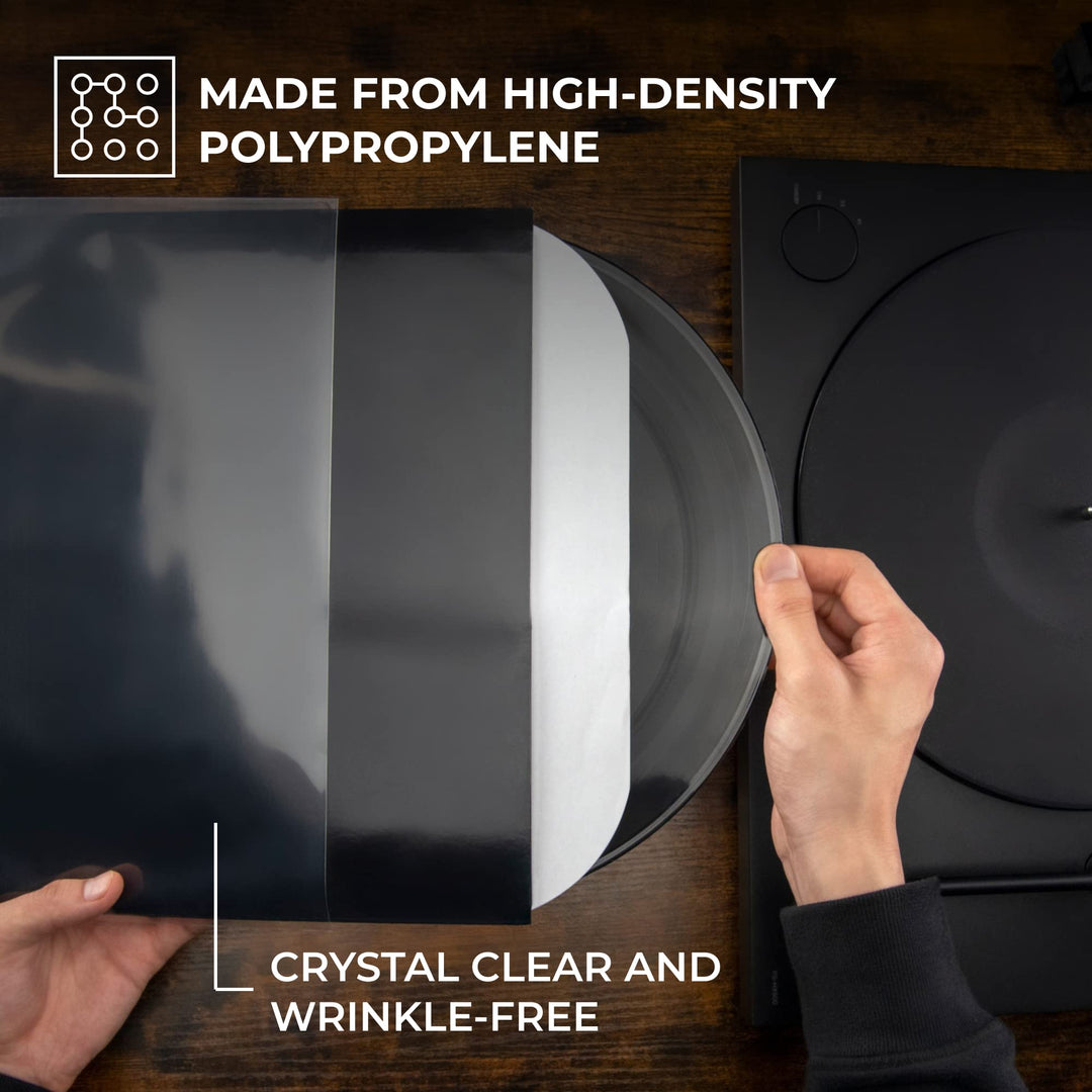 BIG FUDGE 50x Vinyl Record Outer Sleeves 12 LP | Durable &amp; Wrinkle-Free | Crystal Clear &amp; Made from High-Density Polypropylene | 3 mil Thick, 12.75” x 12.75” | Fits Most Gatefolds and Double LPs