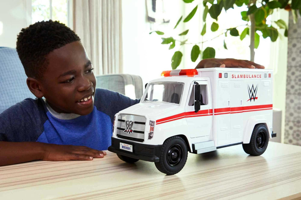 WWE Wrekkin' Slambulance Vehicle Playset, Breakaway Toy Ambulance with Launching Gurney, Sized for 6-Inch Action Figures