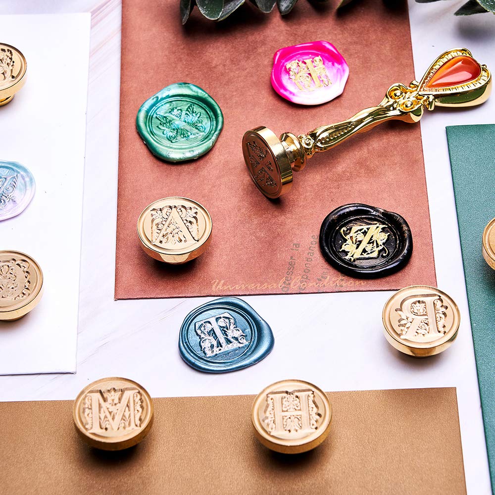Letter J Alphabet Sealing Stamp, Alphabet Wax Seal Stamp for Envelope Wedding Invitation, Gold