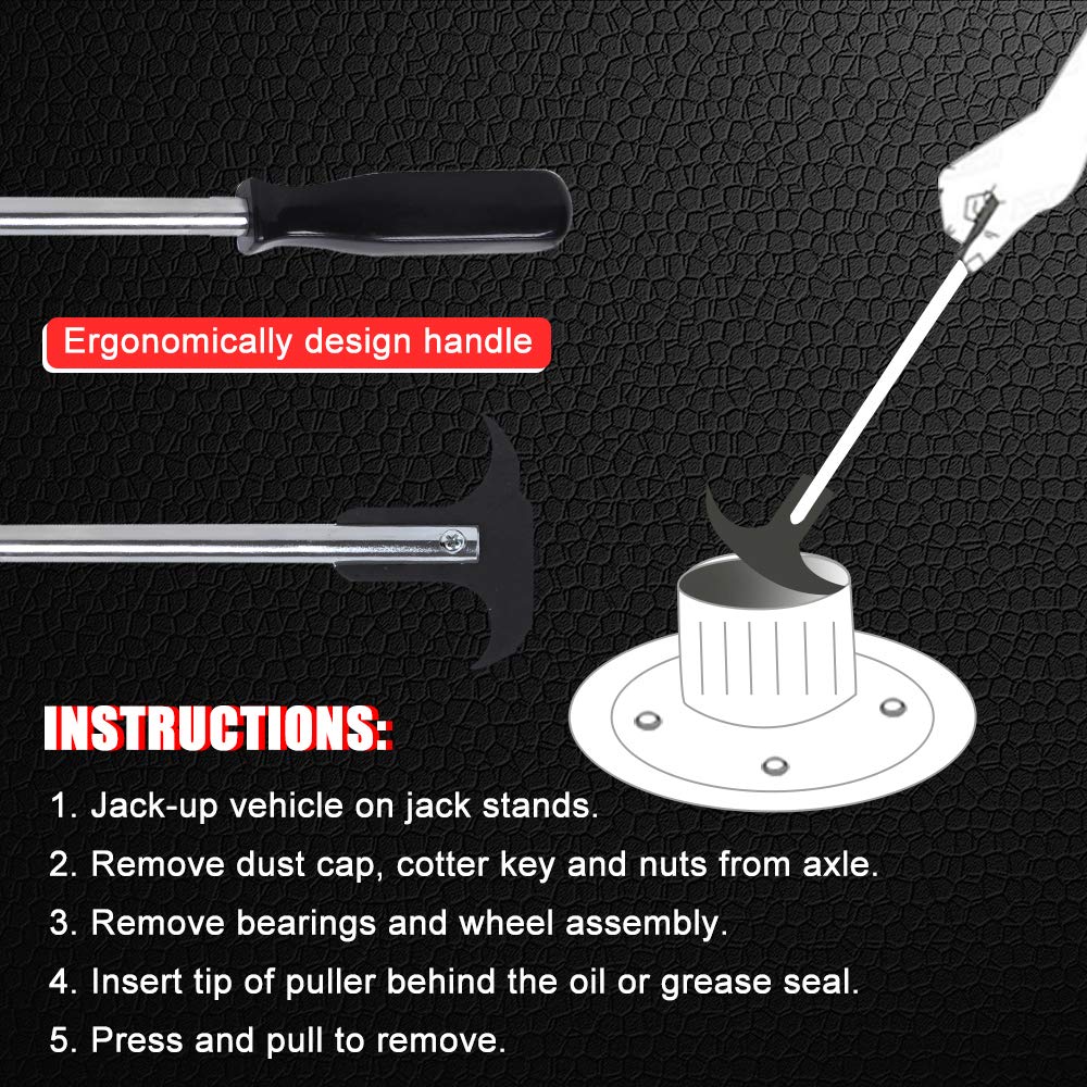 Professional Seal Puller Tool with Dual Hook Tips Remove Oil and Grease Seals for Cars, SUVs and Light Trucks