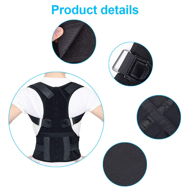 Moteen Magnetic Therapy Posture Support Back Brace - Medical Grade Adjustable Magnetic Posture Humpback Corrector Brace Shoulder Back Waist Support Belt Lumbar, One Size