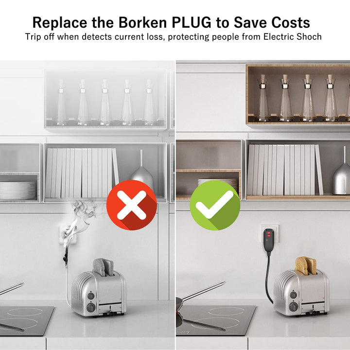 GFCI Replacement Plug Assembly Auto Reset 10 Amp 3 Prongs, 5 Years Warranty, Waterproof, Ground Fault Circuit Interrupter Safety Plug for Pressure Washer, Hot Tub, Air Conditioner, Hair Dryer