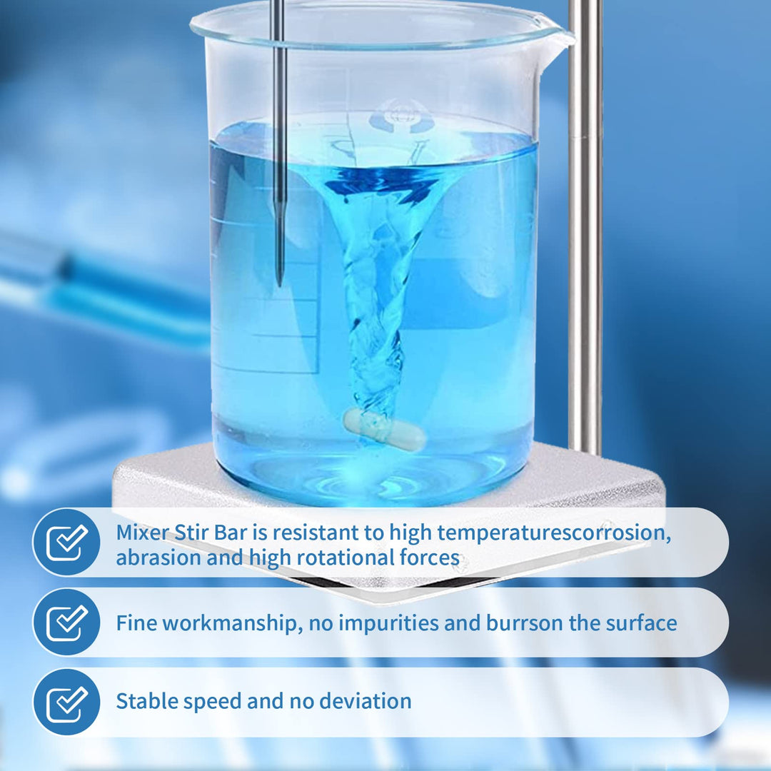 Stir Bars,5 Pcs 10mm(0.4 inch) PTFE Magnetic Stirrer Mixer Stir Bar,White Color,Laboratory Bar,Stir Plate Bar