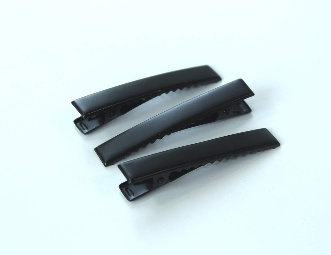 All In One Hair Clip For Diy (46Mm Black Flat Alligator Clips)