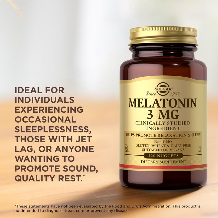 Solgar Melatonin 3 mg - 120 Nuggets - Helps Promote Rel
